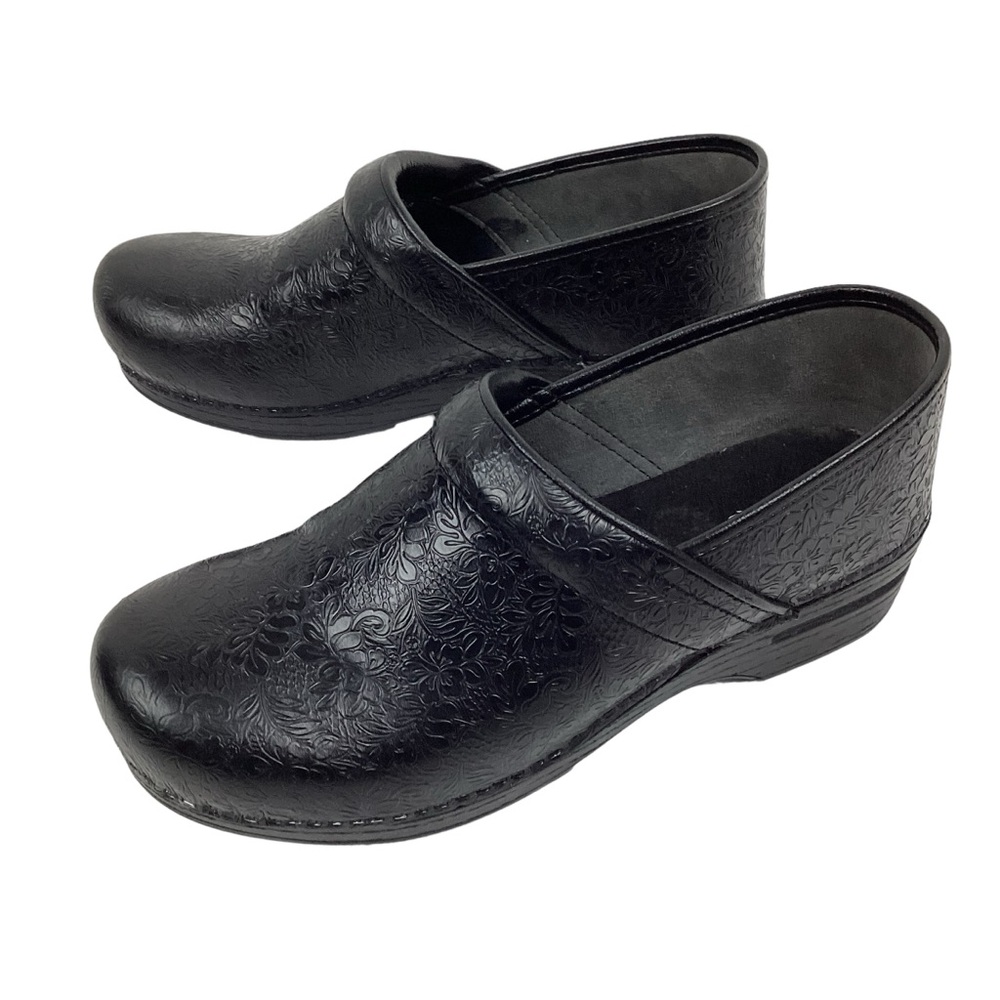 Dansko Professional Tooled Leather Clogs Black
